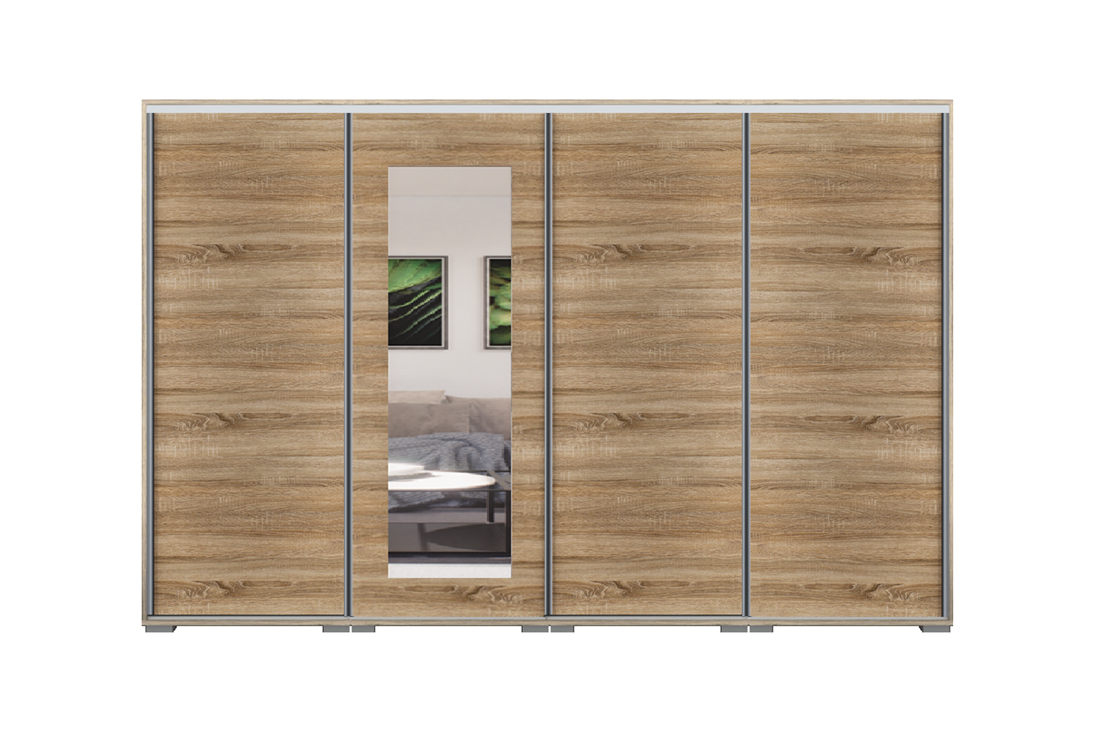 Dover tolóajtós gardrób 320 cm Vállfás-2 Polcos-2-es Fiókház