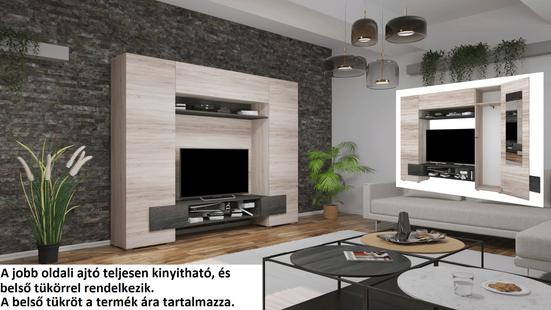 Corpus Logens 06 270 cm Sonoma-Canterbury 160 cm-es Tv-s hátlappal