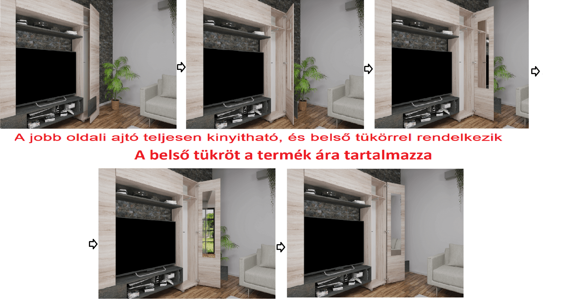 Corpus Logens 06 270 cm Sonoma-Magasfényű Fehér 160 cm-es Tv-s hátlappal