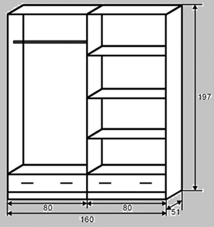 Corpus Malibu-2 Gardrób 160 cm Sanremo-Sanremo
