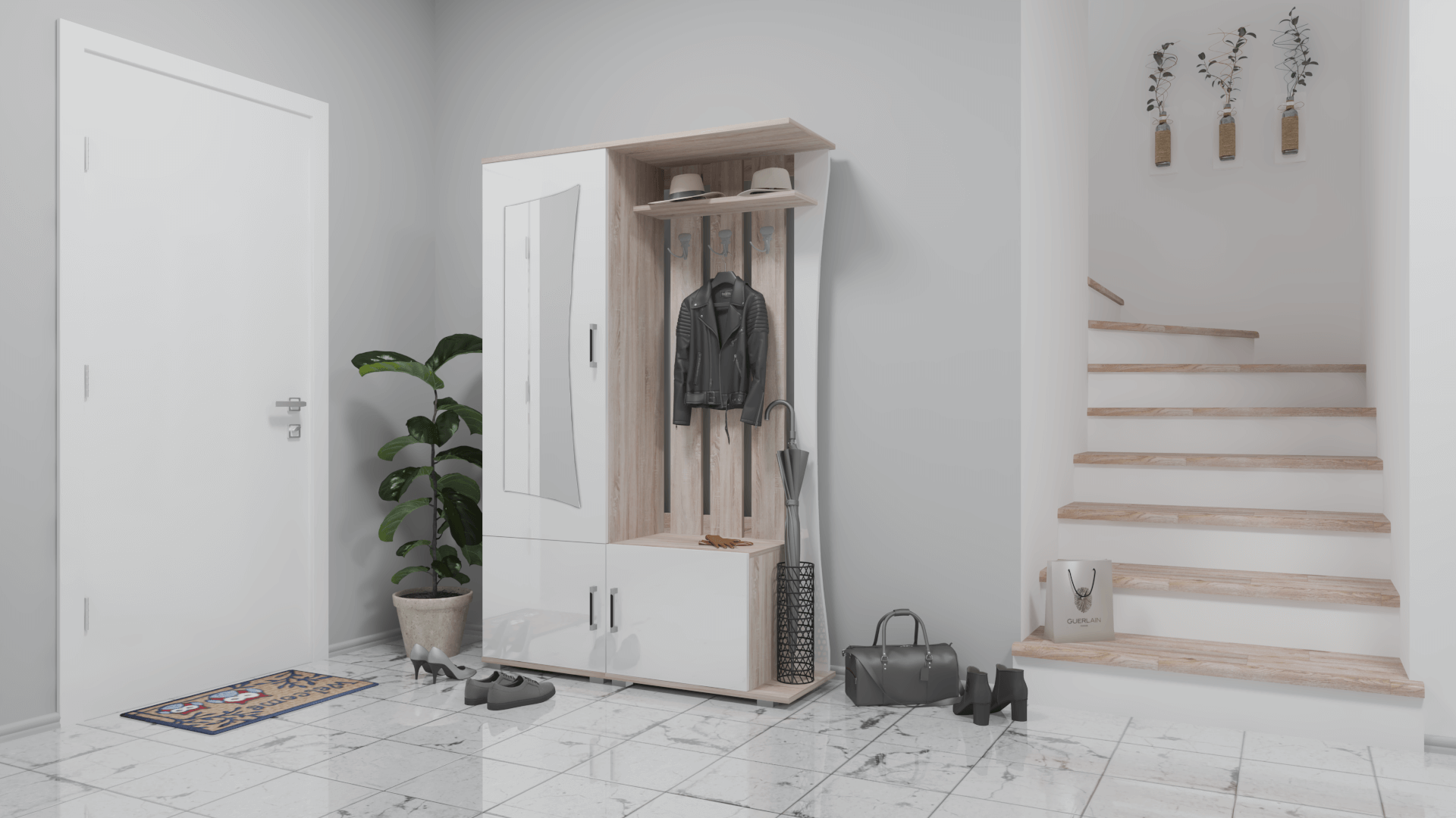 Corpus Tekla Előszoba Sonoma-Magasfényű fehér