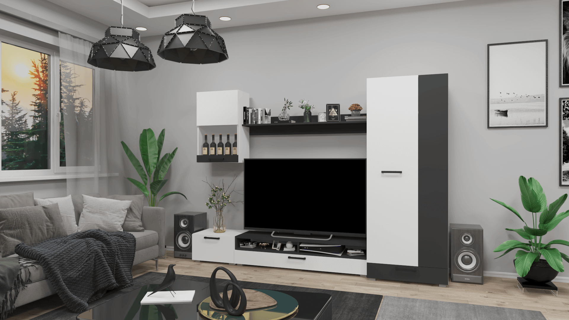 Corpus Nadin Nappali sor 258 cm Fehér-Antracit szürke