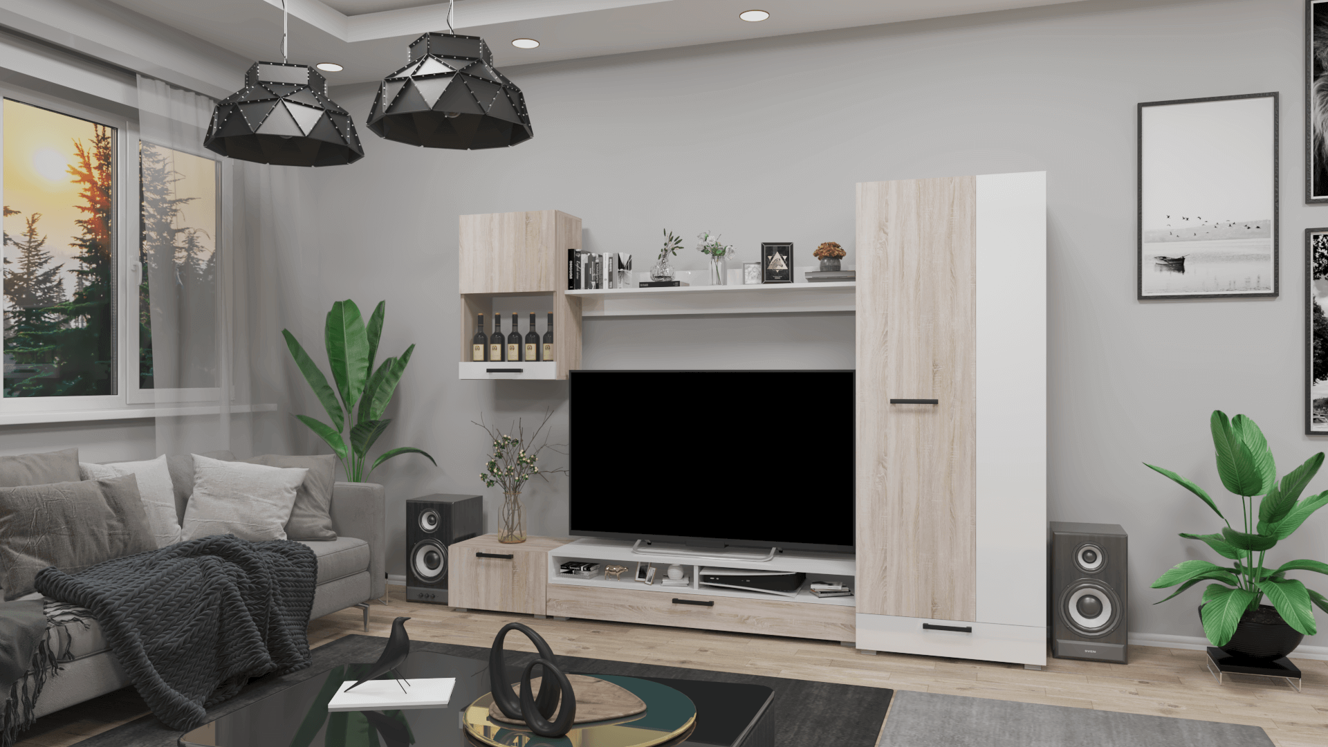 Corpus Nadin Nappali sor 258 cm Sonoma-Magasfényű fehér