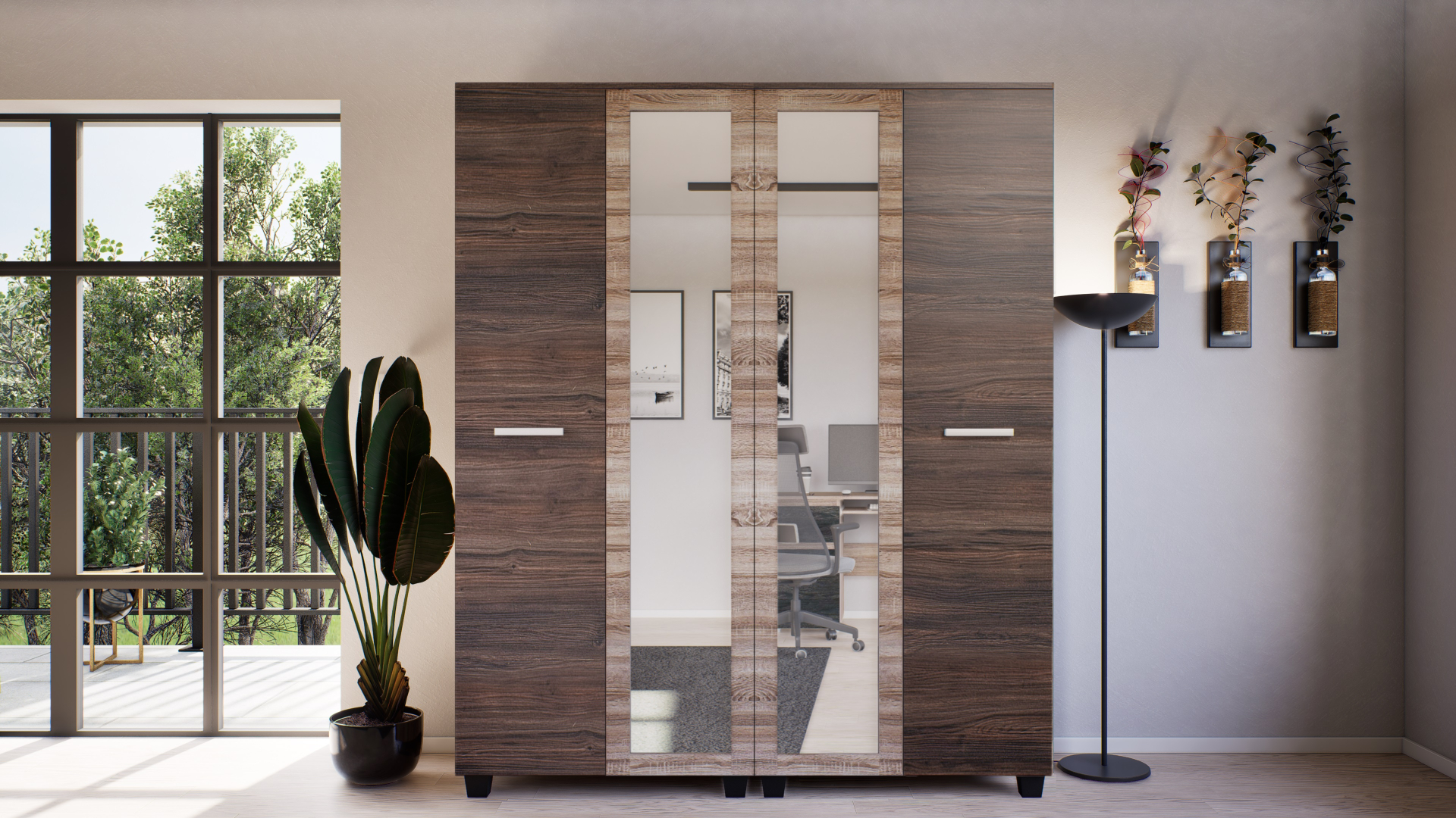 Corpus Avalon Gardrób 160 cm Sonoma-Sötét Kávé-Sonoma